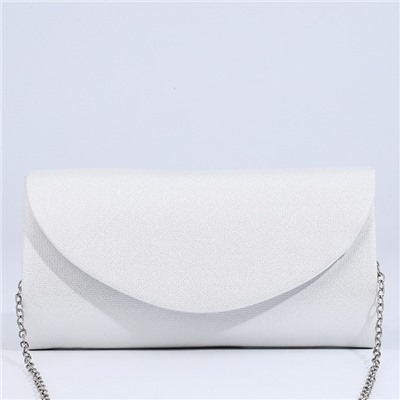 Сумка-клатч на магните, длинная цепь, цвет белый