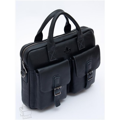 Портфель мужской кожаный 0993Z black Zinimsk в Новосибирске