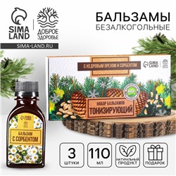 Подарочный набор новогодний, безалкогольных бальзамов 3 шт.×110 мл «Тонизирующий»