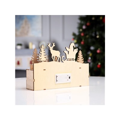 Светодиодная фигура «Новогодняя ночь» 24×17×6 см, дерево, батарейки AAAх2 (не в комплекте), свечение тёплое белое