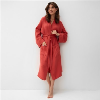 Халат женский муслиновый LoveLife, размер 42-44, хлопок, 4-сл, 235 г/м²