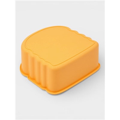 Ланч - бокс, контейнер для еды Доляна «Счастливый бургер», 3 ячейки, с ложкой и вилкой, 17.5×15.5×8 см, пластик, жёлтый