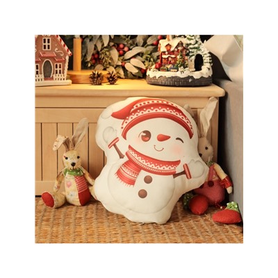 Подушка декоративная новогодняя «Этель. Снеговичок» 30×32 см, велюр