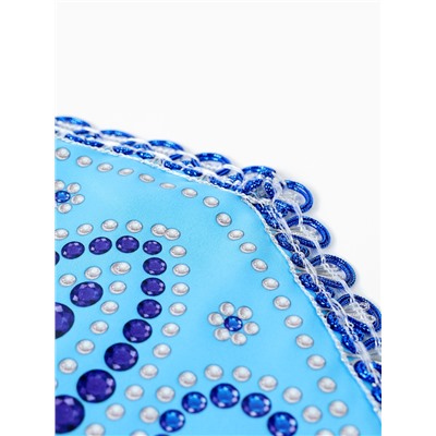 Кокошник карнавальный голубой с бусинами