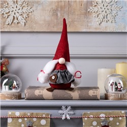 Светодиодная фигура «Гном красный в колпаке» 12×22×11 см, текстиль, батарейки AG10×3 (в комплекте), свечение тёплое белое
