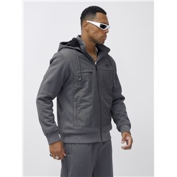 Спортивный костюм мужской зимний с начесом серого цвета 7336Sr