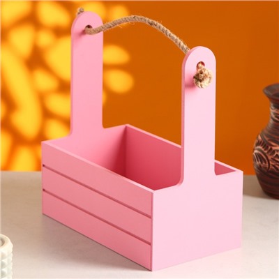 Подарочный ящик «Аром», деревянный, ручка - канат, розовый, набор 3 шт.