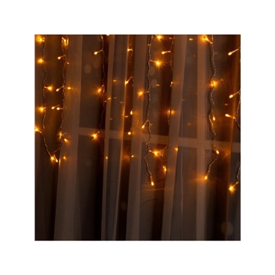 Гирлянда «Занавес» 2×1.5 м, IP20, прозрачная нить, 360 LED, свечение жёлтое, 8 режимов, 220 В