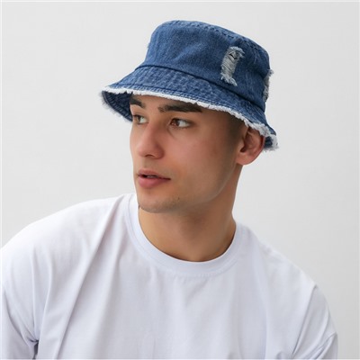 Панама унисекс MINAKU джинсовая, синяя, размер 56-58