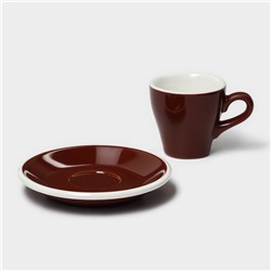 Кофейная пара Magistro Coffee time, чашка 80 мл, блюдце d=12.5 см, фарфор, коричневая