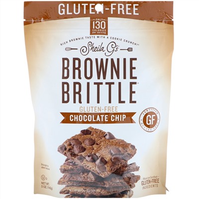 Sheila G's, Brownie Brittle, Gluten-Free, Chocolate Chip, 5 oz (142 g)