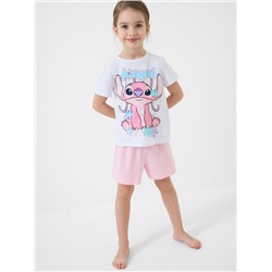 Комплект трикотажный для девочек: фуфайка (футболка), шорты