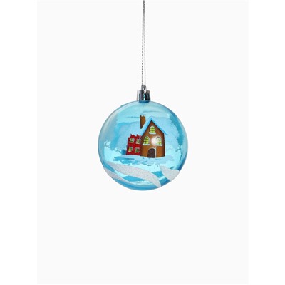 Ёлочные игрушки «Зимний домик», шары новогодние, d=8 см, набор 6 шт., голубой