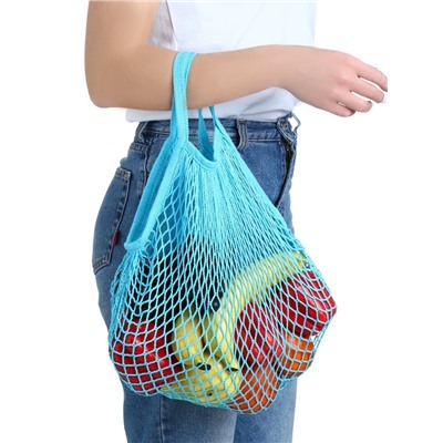 Сумка-авоська плетёная, клетка 1.5 см, бирюзовая