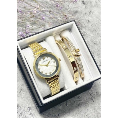 Подарочный набор для женщин часы, 2 браслета + коробка #22853006
