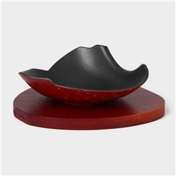 Блюдо для подачи «Антиквариат», d=20 см, на деревянной подставке, индукция, чугун