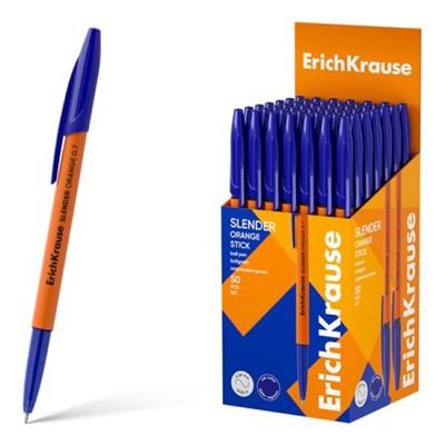 Ручка шариковая Slender Stick Orange, Super Glide Technology синяя 0.7мм 63089 ErichKrause