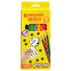 Набор цветных карандашей 12 цв. "Лапки" кругл. корп. дерев. карт.уп. принт на корпусе