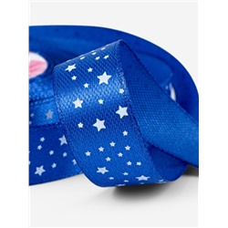 Лента атласная «Звёзды», 15 мм, 23±1 м, синяя №040