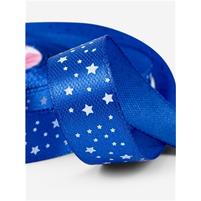 Лента атласная «Звёзды», 15 мм, 23±1 м, синяя №040