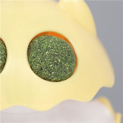 Игрушка-неваляшка с кошачьей мятой и пером, 9.5 см, жёлтая