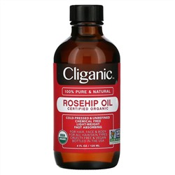 Cliganic, на 100% чистое и натуральное масло шиповника, 120 мл (4 жидк. унции)
