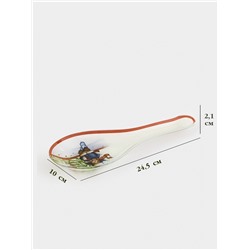 Подставка под ложку новогодняя Доляна «Московский мишка», 24.5×10×2.1 см, стекло, белая