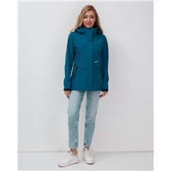 Ветровка спортивная женская с капюшоном softshell синего цвета 9566S