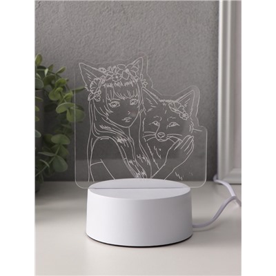 Светильник 3D RISALUX «Лисица», LED-ночник, RGB, от сети, 9.5×16.7×18.5 см