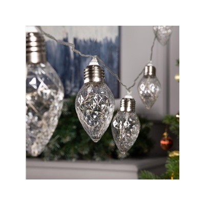 Гирлянда «Нить» 3 м с насадками «Лампочки шишки», IP20, прозрачная нить, 80 LED, свечение мульти, 8 режимов, 220 В