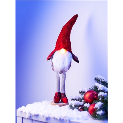 Фигура «Гном в красном» 55 см, текстиль, 1 LED, от батареек AG13×3, свечение тёплое белое