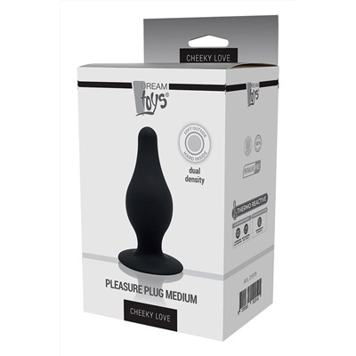Черный анальный стимулятор DUAL DENSITY PLEASURE PLUG M - 9,3 см.