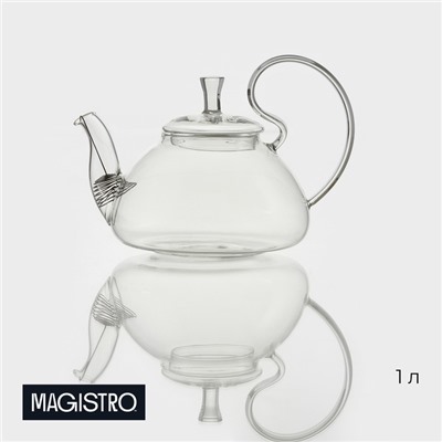 Заварочный чайник Magistro, 1 л, 20.5×15 см, металлическое сито, стекло