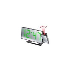 Будильник сетевой с проекцией 185*90*55мм, зел.цифры + сетевой кабель