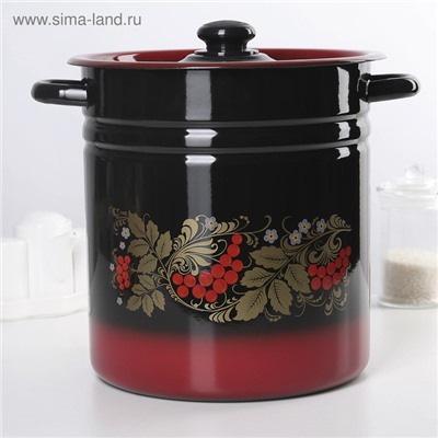 Кастрюля эмалированная, 12 л, d=24 см, цилиндрическая, цвет красно-чёрный