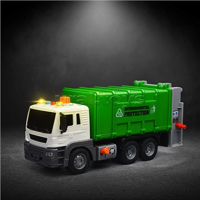 Машина "Мусоровоз" 1:16 (свет, звук) в коробке (зеленый)