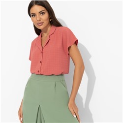 Блуза в мелкую клетку, Стильный автограф (терракотовая)