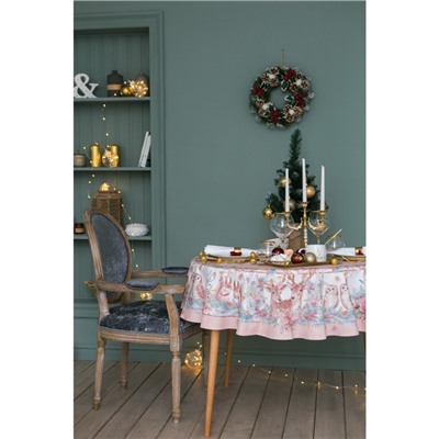 Скатерть новогодняя «Этель» Pink magic, d=220 см ±3 см с ГМВО, 100% хлопок, саржа 190 г/м²