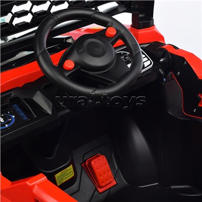 Электромобиль "Багги кросс" с р/у управлением, четырехколесный, двухместный, двойной привод (красный)