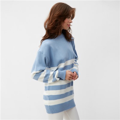 Джемпер женский MINAKU: Casual collection, цвет экрю, синий, размер 52