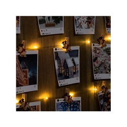 Гирлянда «Нить» 2 м роса с насадками «Прищепки-оленёнок», IP20, серебристая нить, 20 LED, батарейка ААх2 (нет в комплекте), свечение тёплое белое