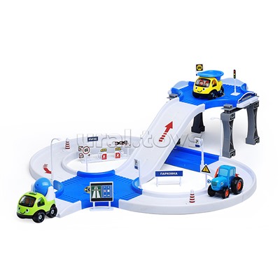 Игрушка пластик Парковка "Синий трактор" 7,5 см, коробке