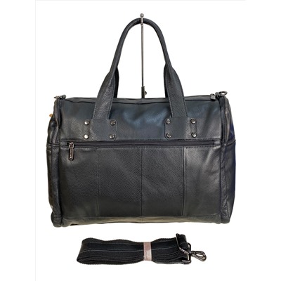 Багажная сумка из натуральной кожи, цвет черный