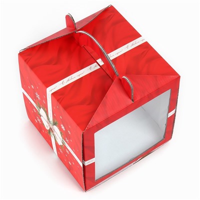 Коробка кондитерская с окном, сундук, «С Новым годом!», 20×20×20 см,