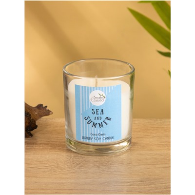 Свеча с кристаллом внутри Sea and Summer Coco Oasis, 120 г, соевый воск, кокос