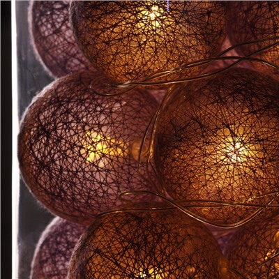 Гирлянда «Нить» 5 м с насадками «Клубки фиолетовые», IP20, прозрачная нить, 20 LED, свечение тёплое белое, 220 В