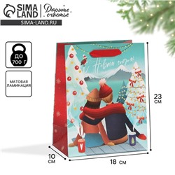 Пакет подарочный новогодний ламинированный «С Новым годом», MS 18×23×10 см