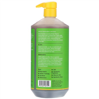 Alaffia, Everyday Coconut, Body Wash, Normal to Dry Skin, Coconut Lime, 32 fl oz (950 ml)