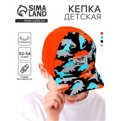 Кепка детская для мальчика «Динозавры», оранжевая, р-р 52-54, 5-7 лет