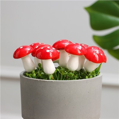 Топперы для творчества TAKE IT EASY «Грибочек мухоморчик», набор 20 шт., в цветы, кашпо, 4.5×3 см